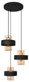 Lampadario a sospensione con filo VOLTA 3xE27/15W/230V nero/oro