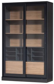 Vetrina nera in legno di pino con ante scorrevoli 125x200 cm James - WOOOD