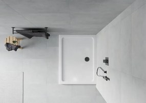 Mexen Flat piatto doccia rettangolare slim 80 x 70 cm, bianco, sifone nero - 40107080B