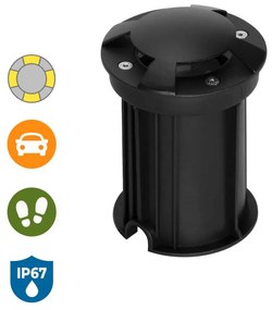 Faretto Carrabile 4 Direzioni MR16 IP67, Acciaio INOX 12/24V, Nero Colore del corpo Nero