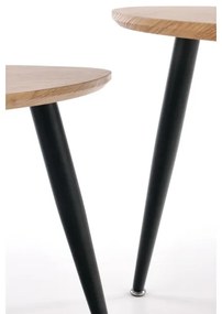 SET 2x Tavolino NICEA diametro 40/60 cm oro quercia/nero