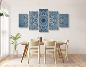 Quadri 5 pezzi – Fiore di Mandala blu scuro