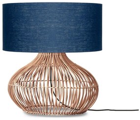 Lampada da tavolo con paralume in tessuto di colore blu scuro-naturale (altezza 60 cm) Kalahari - Good&amp;Mojo