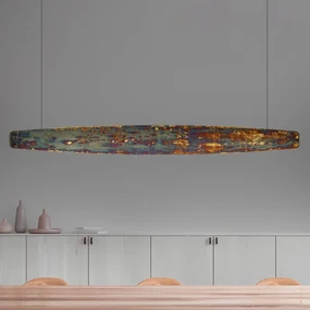 Quitani Persida Lampada a sospensione LED, 118 cm, metallo d'impatto, oro