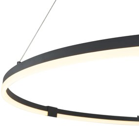 Lampada a sospensione di design nera 120 cm con LED dimmerabile a 3 livelli - Anello