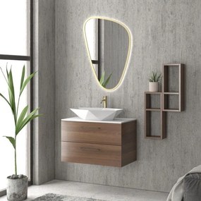 Kamalu - mobile bagno 80 cm con due cassetti e piano solid surface el-80ss