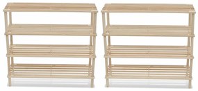 Scarpiere A 4 Livelli 2 Pz İn Legno Massello Di Abete /