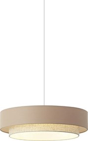 Lampada a sospensione moderna beige con naturale 50cm 3 luci - Drum Duo