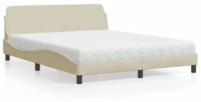 Letto Con Materasso Crema 160x200 Cm İn Tessuto /
