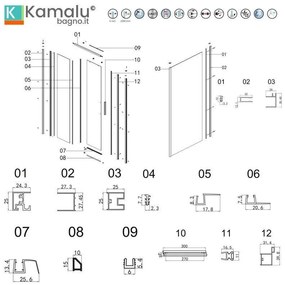 Kamalu - box doccia 70x120 colore bianco vetro 6mm altezza 200h | kla-4000n