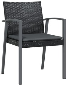 Sedie da Giardino con Cuscini 6pz Nere 56,5x57x83 cm Polyrattan