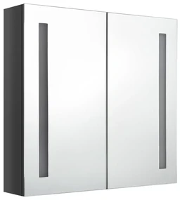 Armadietto bagno con specchio e led grigio lucido 62x14x60 cm