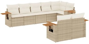 Set divano da giardino 8 pz con cuscini beige in polyrattan