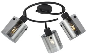 Faretto da soffitto di design nero con vetro fumé rotondo a 3 luci - Domo