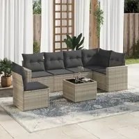 Set Divani da Giardino 7pz con Cuscini Grigio Chiaro Polyrattan 3219032