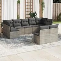 Set Divano da Giardino 9 pz con Cuscini Grigio in Polyrattancod mxl 115121