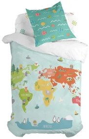 Set di copripiumino HappyFriday Happynois World Map Multicolore Singolo 2 Pezzi