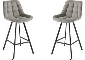 Sgabello da cucina in tessuto Grigio Chiaro gambe metallo FRIEDIC Set 2 pz