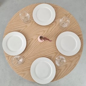 Tavolo da pranzo rotondo con piano effetto frassino ø 80 cm Jubi – Ragaba