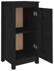 Credenza Nera 40x35x80 cm in Legno Massello di Pino