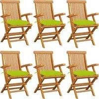 Sedie Giardino con Cuscini Verde Chiaro 6pz Legno Massello Teak 3062567