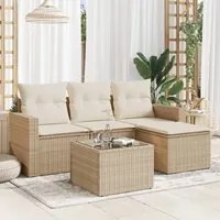 Set Divano da Giardino 5 pz con Cuscini Beige in Polyrattan 3218868