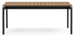 Kave Home - Tavolo da esterno allungabile Canyelles polipropilene, alluminio nero opaco 180(240)x100cm
