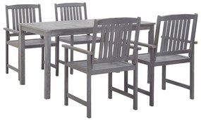 Set da pranzo da giardino 5 pz grigio legno massello di acacia