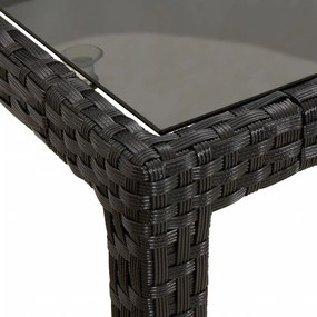 Tavolo Giardino Nero 190x90x75 cm Vetro Temperato Polyrattan