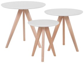Set di 3 tavolini legno bianco VEGAS Beliani
