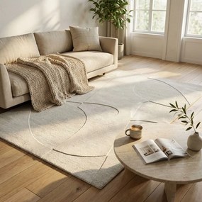 OTIS - tappeto in lana avorio con decoro 160 x 230