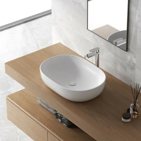 Lavabo da appoggio ovale 60x41 cm bianco opaco Tokyo