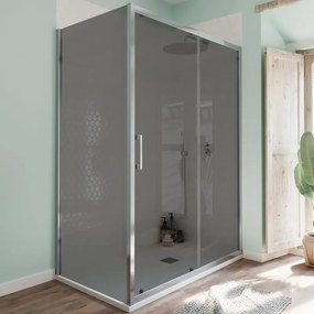 Lato fisso per box doccia Bilbao L 70 x H 190cm, Sp. 6 mm vetro fumé profilo in alluminio cromato