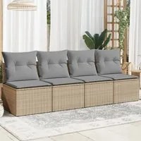 Divano da Giardino con Cuscini a 4 Posti Beige in Polyrattan 366089