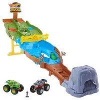 Hot wheels monster trucks torneo dei titani playset con monster truck bigfoot e gunkster per sfide testa a testa giocattolo per bambini 4+ anni - HGV12