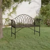 Panca da Giardino a 2 Posti 128 cm Nera in Acciaio cod mxl 45609