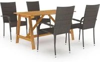 Set Mobili da Pranzo per Giardino 5 pz Marrone 3068749