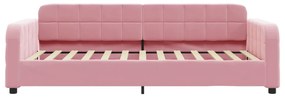 Divano letto con materasso rosa 90x200 cm in velluto