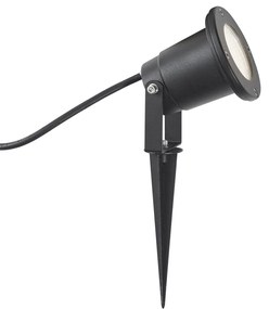 Faretto a picchetto nero con LED regolabile IP65 con cavo e spina - Basic