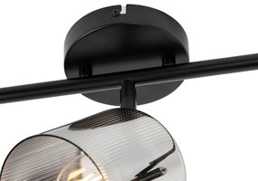 Faretto da soffitto nero con vetro fumé 3 luci orientabili - Laura
