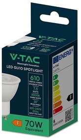 Faretto LED GU10 7.5W 3000K 38° Trasparente V-TAC