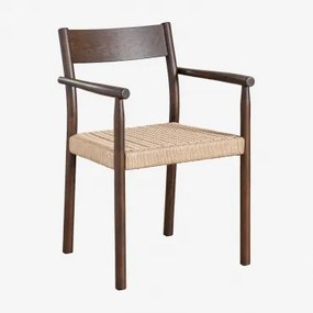 Confezione da 4 sedie da giardino in legno di rovere e corda - Sklum