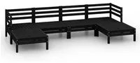 Set Divani da Giardino 6 pz Nero in Legno Massello di Pino cod mxl 36778