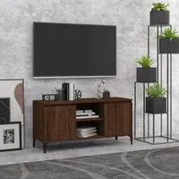 Mobile TV Gambe in Metallo Rovere Marrone 103,5x35x50 cm cod mxl 12583