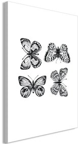 Quadro Four Butterflies (1 Part) Vertical  Colore bianco e nero, Dimensioni e Misure 60x90