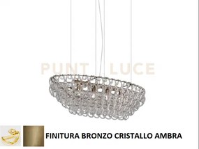 Giogali sospensione ov1 cristallo ambra e bronzo opaco 4 luci attac...