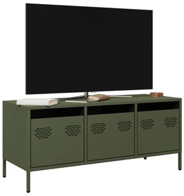 Mobile Tv Verde Oliva 101,5x39x43,5cm Acciaio Laminato A Freddo /