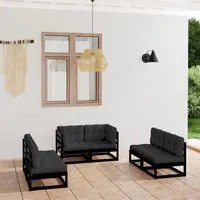 Set Divani da Giardino 6 pz con Cuscini Legno Massello Pino cod mxl 36049