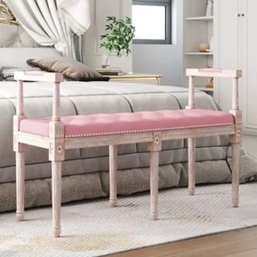 Panca Rosa 110x40x70 Cm İn Velluto /
