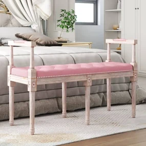 Panca Rosa 110x40x70 Cm İn Velluto /